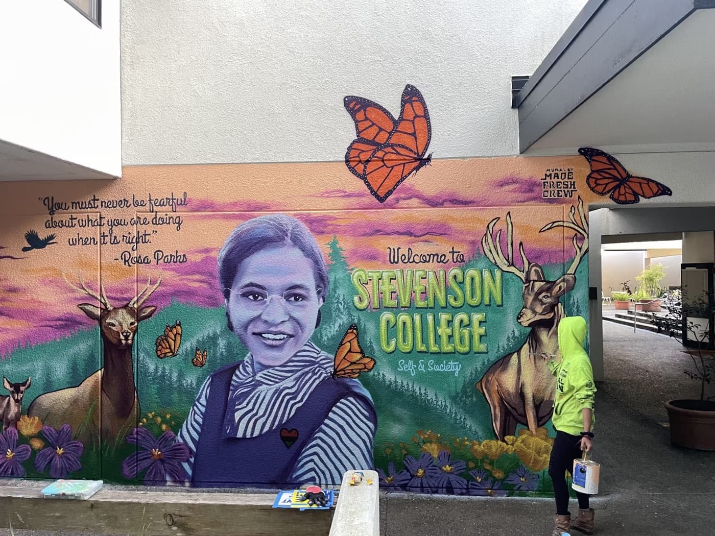 Made Fresh Crew's latest mural, located up on the UCSC campus